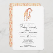 サファリキリン赤ちゃんシャワー 招待状 (正面/裏面)