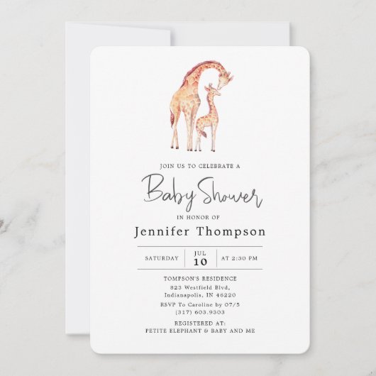 サファリキリン赤ちゃんシャワー 招待状 (正面)