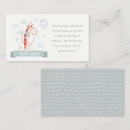 サファリキリン風船表示シャワーベビーシャワー エンクロージャーカード (正面/裏面)