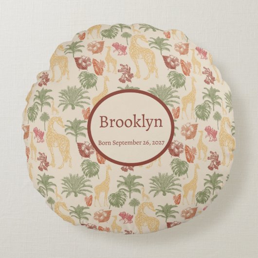 サファリキリン&トロピカル離れ子供部屋 ラウンドクッション (正面)