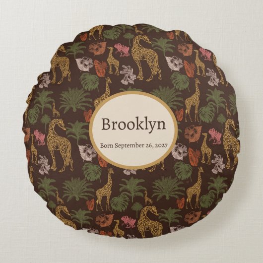 サファリキリン&トロピカル離れ子供部屋 ラウンドクッション (正面)