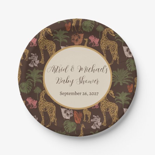 サファリキリン&パーム離れズベビーシャワーパーティー ペーパープレート (正面)