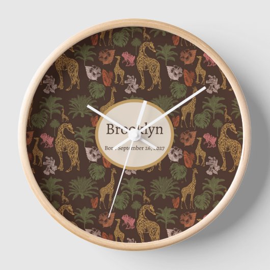 サファリキリン&パーム離れ子供部屋 壁時計 (正面)