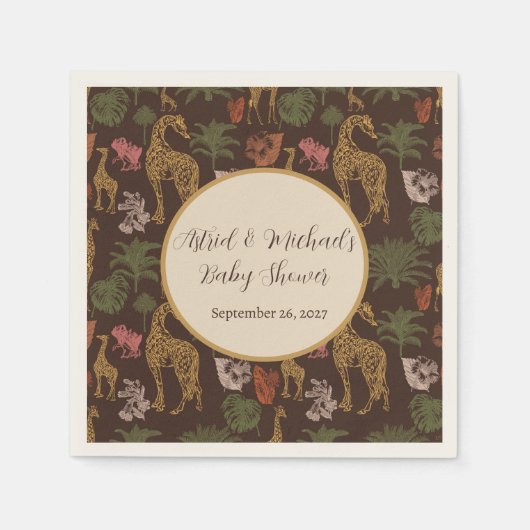 サファリキリン&フローラベビーシャワーパーティー スタンダードカクテルナプキン (正面)
