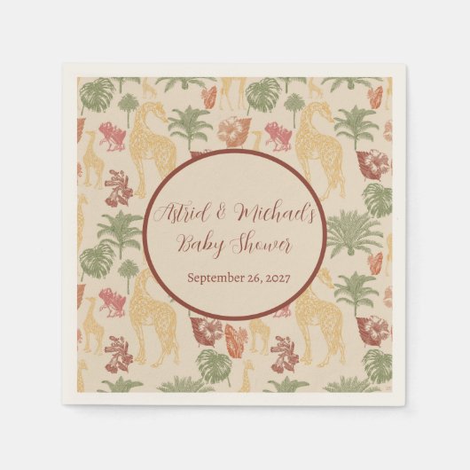 サファリキリン&フローラベビーシャワー スタンダードカクテルナプキン (正面)