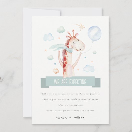 サファリキレーフスタークラウドバルーンベビー妊娠 案内状 (正面)