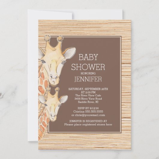 サファリキレーフニュートラルベビーシャワー 招待状 (正面)