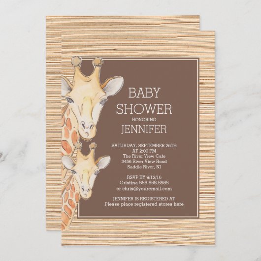 サファリキレーフニュートラルベビーシャワー 招待状 (正面/裏面)