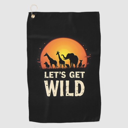 サファリクールデザイン女子男性へキッズサファリアニマ ゴルフタオル (正面)