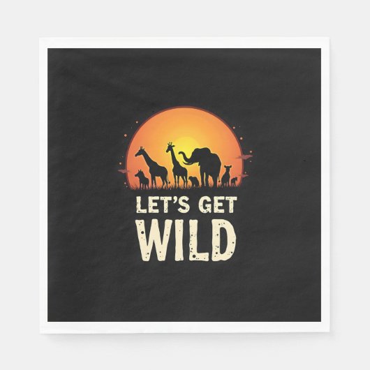 サファリクールデザイン女子男性へキッズサファリアニマ スタンダードランチョンナプキン (正面)