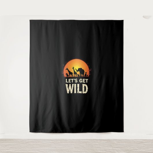 サファリクールデザイン女子男性へキッズサファリアニマ タペストリー (正面)