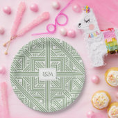 サファリグリーンモノグラム ペーパープレート (パーティー)