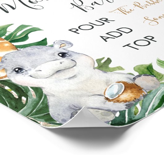 サファリグリーンリーベビーシャワーマモサバーサイン ポスター (角)