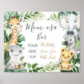 サファリグリーンリーベビーシャワーマモサバーサイン ポスター (正面)