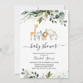 サファリグリーン金ゴールドブリーベイビーシャワー招待状 招待状 (正面)