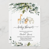 サファリグリーン金ゴールドブリーベイビーシャワー招待状 招待状 (正面/裏面)