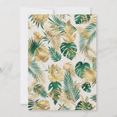 サファリグリーン金ゴールドベージュ色ニュートラルベビーシャワー招待状 (裏面)