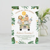 サファリコールオールパーティー動物誕生日 招待状 (スタンド正面)