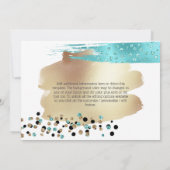 サファリゴールドブルーチーターの斑点コンフェッティグリッター 招待状 (裏面)