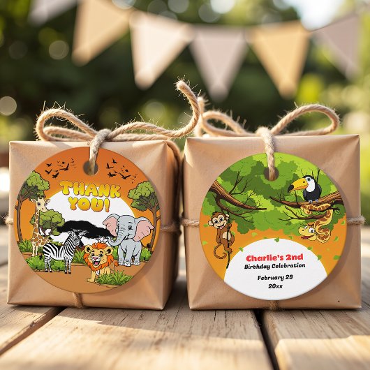 サファリサンシャイントロピカルジャングル動物かわいいパーティー フェイバータグ