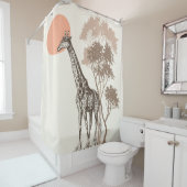 サファリサンセットキリン自然風景 シャワーカーテン (インサイチュ)