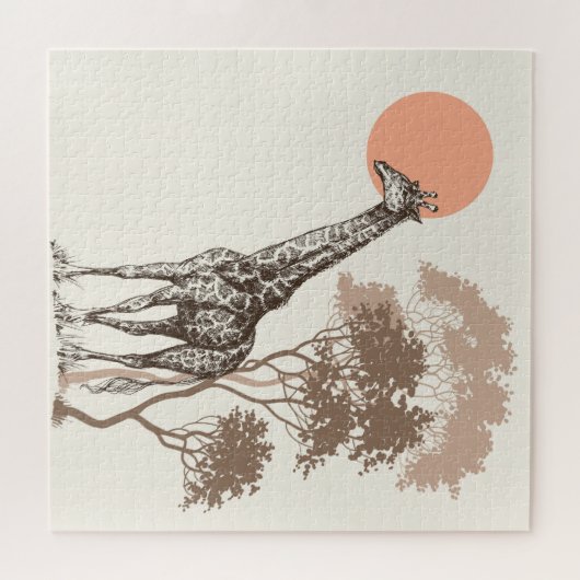 サファリサンセットキリン自然風景 ジグソーパズル (横)