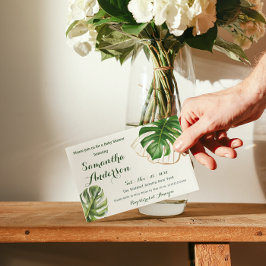 サファリシンプルトロピカルワイルドワンベビーシャワー 招待状