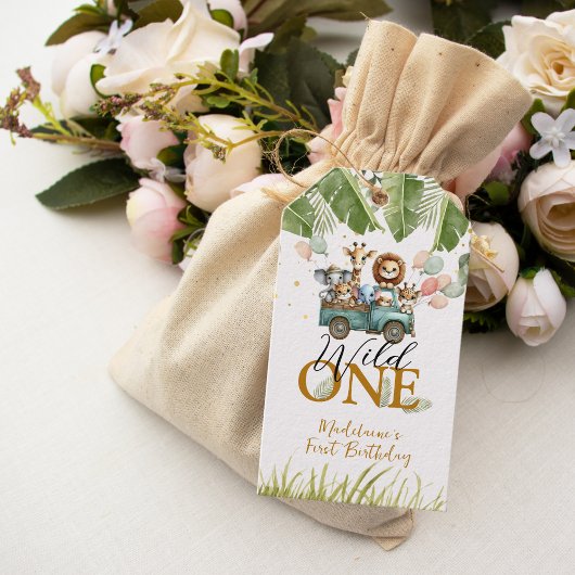 サファリジャングルありがとうワイルドワン1歳の誕生日 ギフトタグ