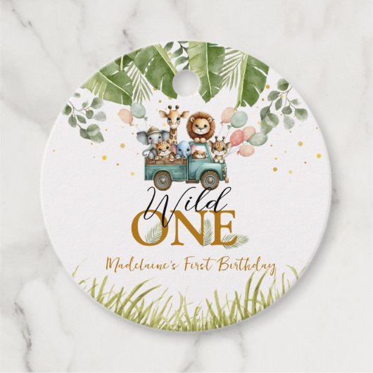 サファリジャングルありがとうワイルドワン1歳の誕生日 フェイバータグ (正面)