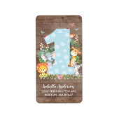 サファリジャングルおもしろいワンバースデー住所 シール (正面)