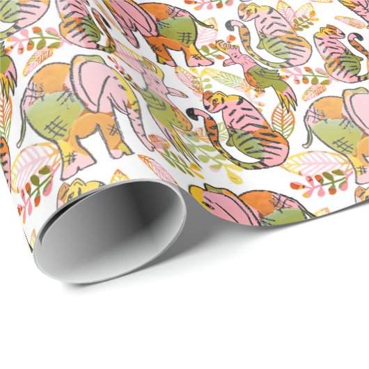 サファリジャングルおもしろい動物トゥイーンボー10代のホ誕生日 ラッピングペーパー (ロールコーナー)