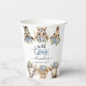 サファリジャングルかわいいブルーボーイ誕生日 紙コップ (正面)