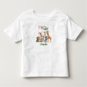 サファリジャングルかわいい動物たち野生の2歳の誕生日 トドラーTシャツ (正面)