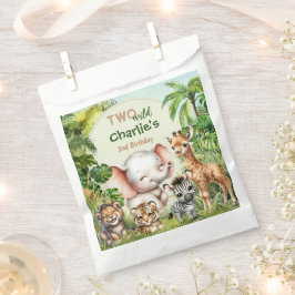 サファリジャングルかわいい動物たち野生の2歳の誕生日 フェイバーバッグ