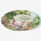 サファリジャングルかわいい動物たち野生の2歳の誕生日 ペーパープレート (アングル)