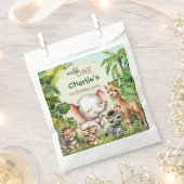 サファリジャングルかわいい動物ワイルドワン誕生日 フェイバーバッグ (クリップ留めされた状態)