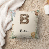 サファリジャングルのイニシャル入りネーム刺繍 B ベビー・子供部屋 クッション (ブランケット)