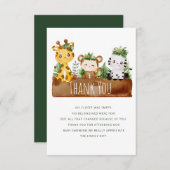 サファリジャングルのベビーシャワーサンキューカード サンキューカード (正面/裏面)