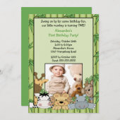 サファリジャングルの写真を使った誕生日パーティーの招待状 招待状 (正面/裏面)