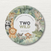 サファリジャングルの動物たちとの2歳の誕生日お祝い Two Wild