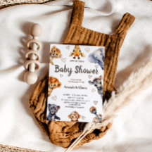 サファリジャングルの動物とハートモダンベビーシャワー