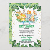 サファリジャングルの動物を郵送でベビーシャワー 招待状 (正面/裏面)