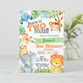 サファリジャングルの少年2歳の誕生日招待状。 招待状 (スタンド正面)