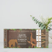 サファリジャングルの茶色の動物の誕生日パーティーチケット 招待状 (スタンド正面)