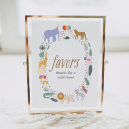 サファリジャングルの誕生日パーティー好意サイン ポスター