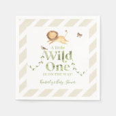 サファリジャングルの赤ちゃんガールや男の子のための赤ちゃんシャワー スタンダードカクテルナプキン (正面)