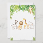 サファリジャングルアニマルズグリーンフォレスト誕生日ベビー サンキューカード (裏面)