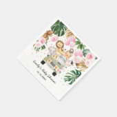 サファリジャングルアニマルズグリーンリーピンクバルーンベビー スタンダードカクテルナプキン (角)