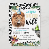 サファリジャングルアニマルズフォーエバーワイルド誕生日 招待状 (正面/裏面)