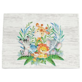 サファリジャングルアニマルズベビーシャワー抱き枕 ラージペーパーバッグ (正面)